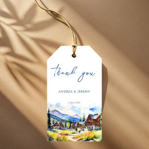 Mountain village Colorado summer scenery wedding Gift Tags