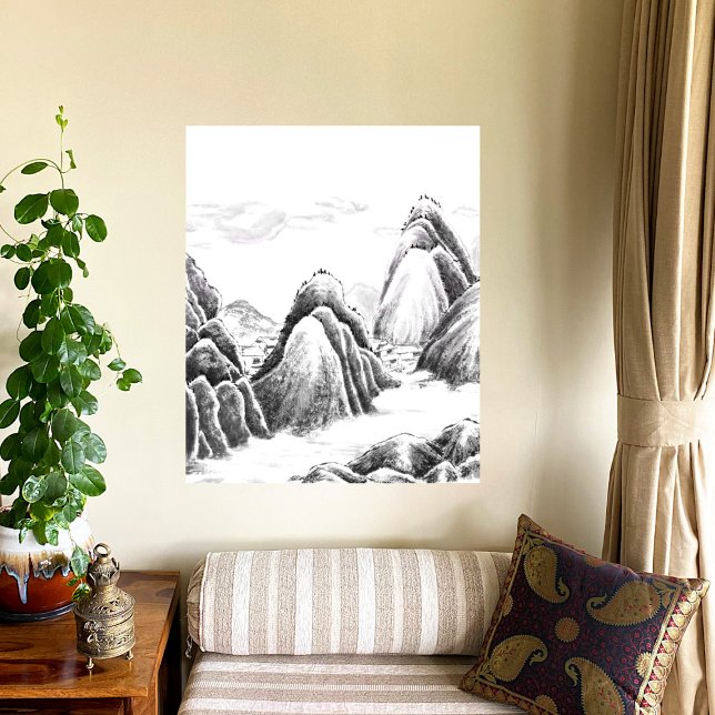 Mountain Village - Ink Canvas Print (Creator Uploaded)