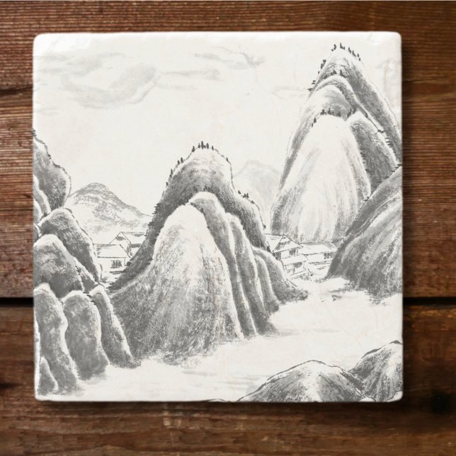 Mountain Village - Ink Stone Coaster (Creator Uploaded)