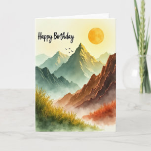 Mountain Watercolor Birthday Card