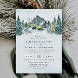 Mountain Watercolor Evergreen Rustic Tree Wedding Invitation<br><div class="desc">Design features an elegant watercolor mountain view scenery with a modern style text layout.  View alternative versions of this invitation and matching suite items within the collection link found on this page.</div>