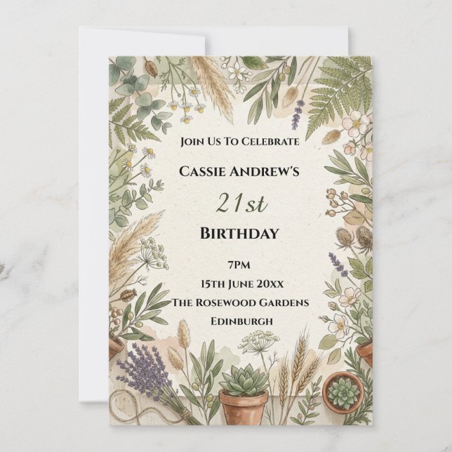 Mountain Watercolor Milestone Birthday Invitation (Front)