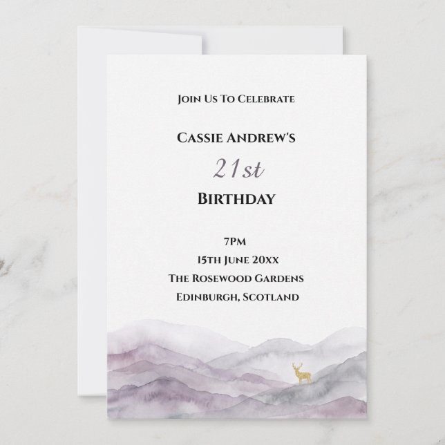 Mountain Watercolor Milestone Birthday Invitation (Front)