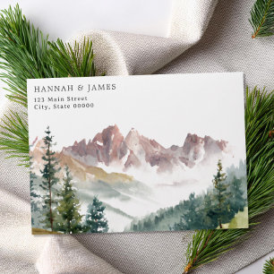 Mountain Watercolor Rustic Outdoor Wedding  Envelope