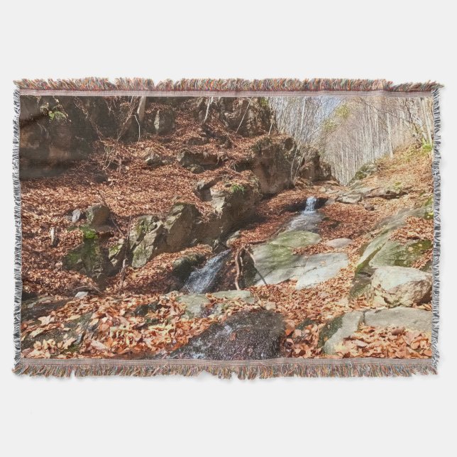 Mountain Waterfall - Wild Nature Romania Throw Blanket (Front)