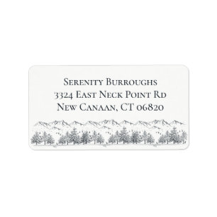 Mountain Wedding Country Nature Winter Rustic Tree Label