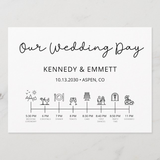 Mountain Wedding Day Timeline Program Programme (Front)