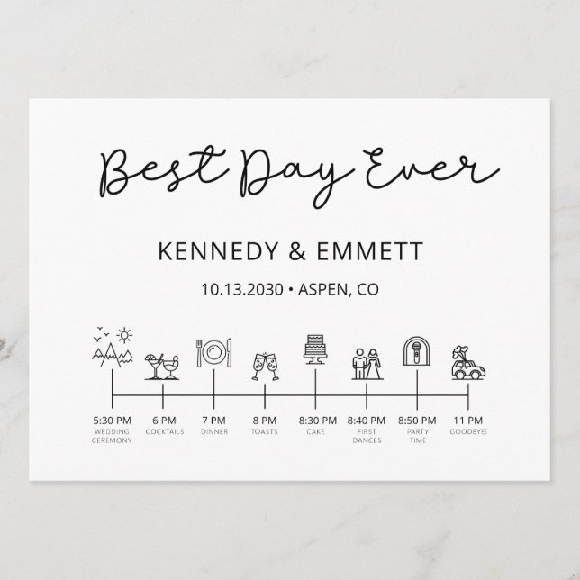 Mountain Wedding Day Timeline Program Programme (Front)