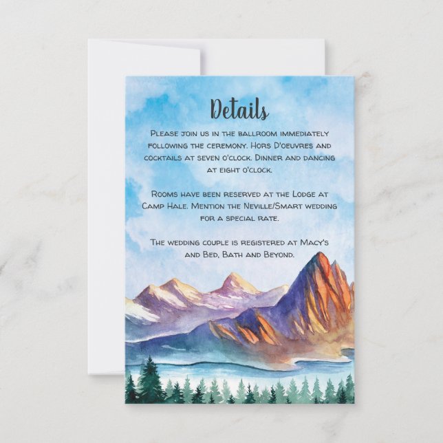 Mountain Wedding Enclosure Card (Front)
