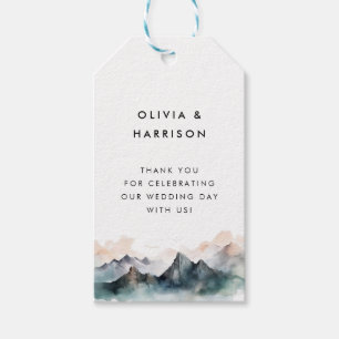 Mountain Wedding Modern Watercolor Landscape Gift Tags