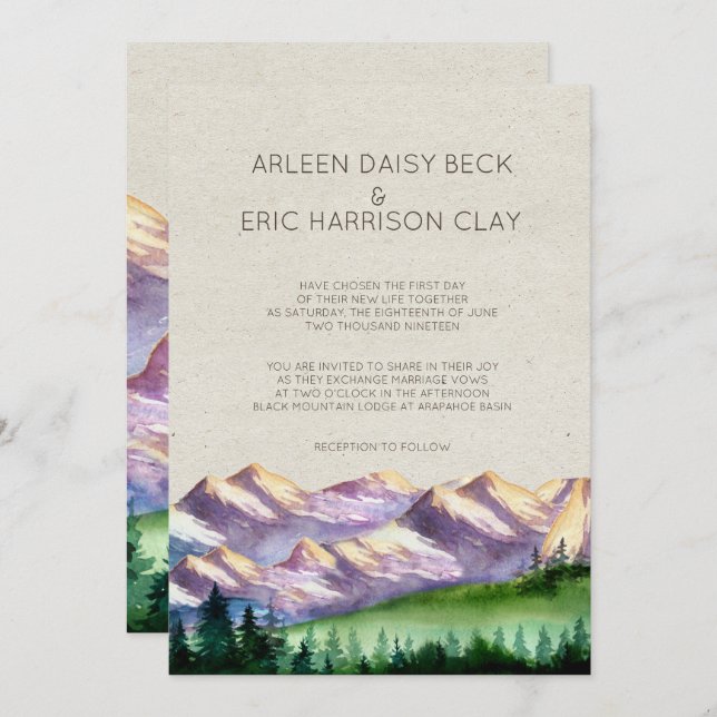 Mountain Wedding/Party Invitation (Front/Back)
