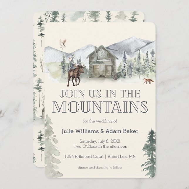 Mountain Wedding/Party Invitation (Front/Back)