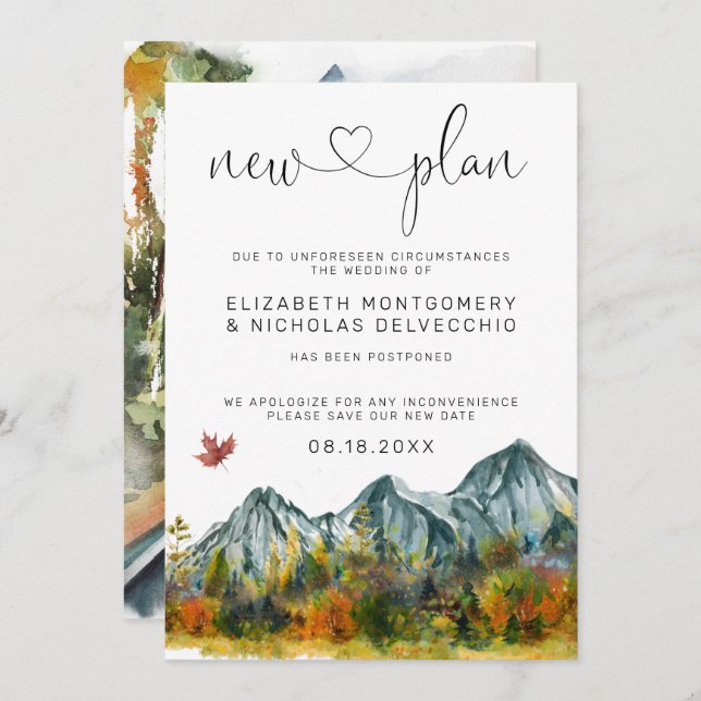 Mountain Wedding | Postponed Wedding Announcement (Front/Back)