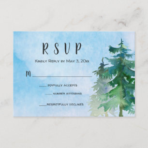 Mountain Wedding RSVP Card with Number Attending