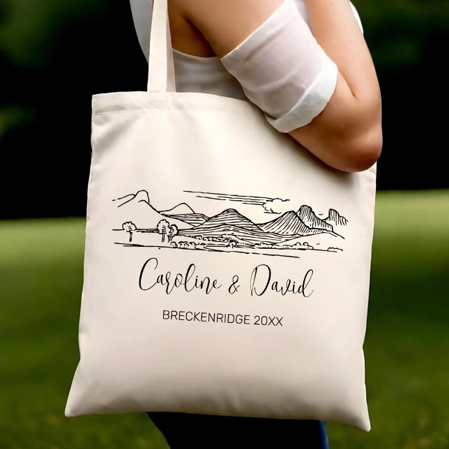 Mountain Wedding Welcome Custom Wedding Favours Tote Bag (Creator Uploaded)