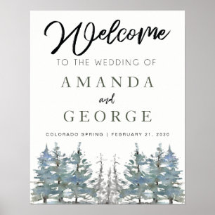 Mountain Wedding welcome sign   forest trees