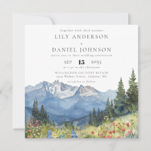 Mountain Wildflower All In One QR Code Wedding Invitation