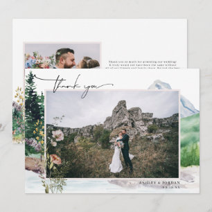 Mountain Wildflower Boho Wedding Photo Thank You Card