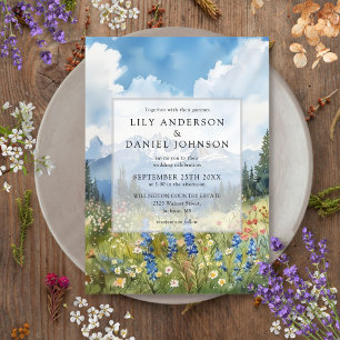Mountain Wildflower Floral Meadow Wedding Invitation