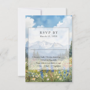 Mountain Wildflower Floral Meadow Wedding RSVP Card