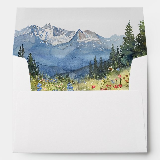 Mountain Wildflower Floral Wedding Envelope (Back (Bottom))