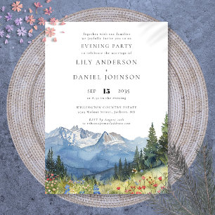 Mountain Wildflower Floral  Wedding Evening Party Invitation