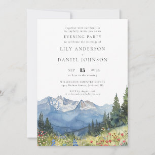 Mountain Wildflower Floral Wedding Evening Party Invitation