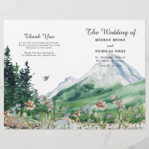 Mountain Wildflower Folded Wedding Program