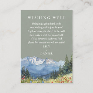 Mountain Wildflower Sage GreenWedding Wishing Well Enclosure Card