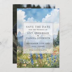 Mountain Wildflowers Floral Meadow Photo Wedding Save The Date