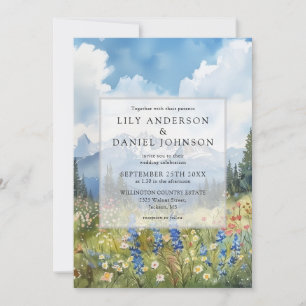 Mountain Wildflowers Floral QR Code Wedding Invitation