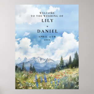 Mountain Wildflowers Floral Wedding Welcome Sign