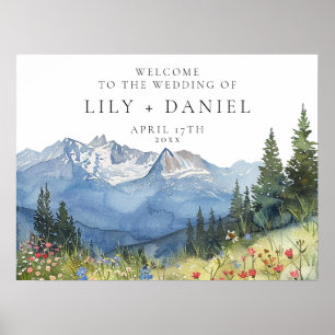 Mountain Wildflowers Floral Wedding Welcome Sign