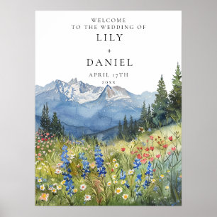 Mountain Wildflowers Floral Wedding Welcome Sign