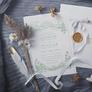 Mountain Wildflowers Forest Rustic Elegant Wedding Invitation