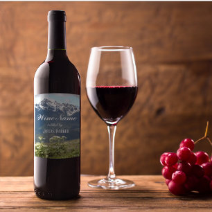 Mountain Wildflowers Photo Personalized Wine Label