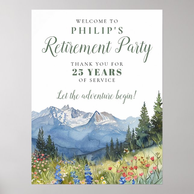 Mountain Wildflowers Retirement Party Welcome Sign (Front)