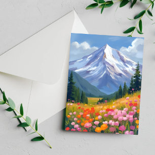 Mountain Wildflowers Watercolor Landscape Card