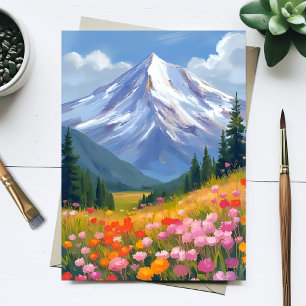 Mountain Wildflowers Watercolor Landscape Nature Postcard