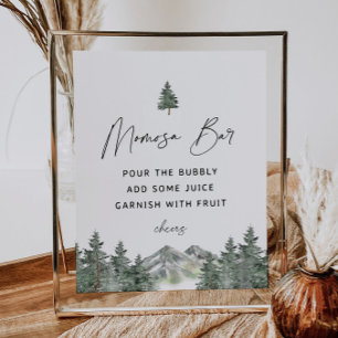 Mountain Winter Baby Shower Momosa Bar Sign