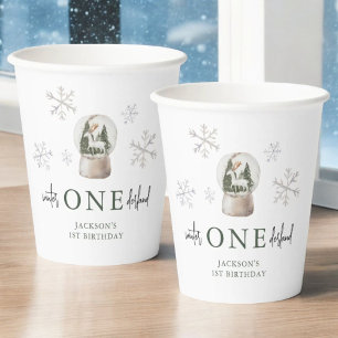 Mountain Winter Onederland 1st Birthday Party Paper Cups