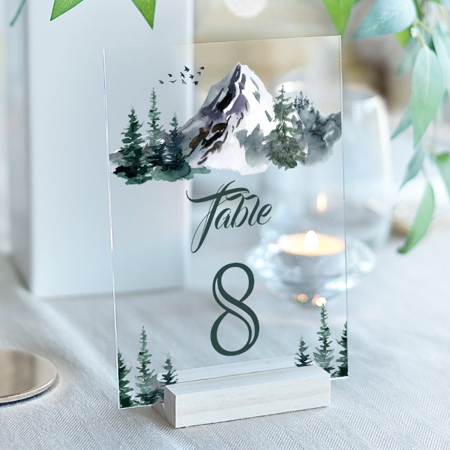 Mountain Winter Wedding Acrylic Table Number (Creator Uploaded)