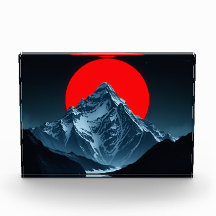 Mountain with red moon