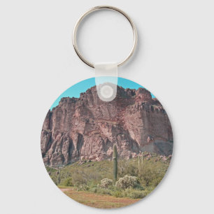 Mountain with saguaro key ring