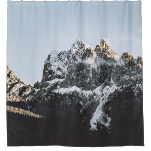 MOUNTAIN WITH SNOW CAP DURING DAYTIME SHOWER CURTAIN