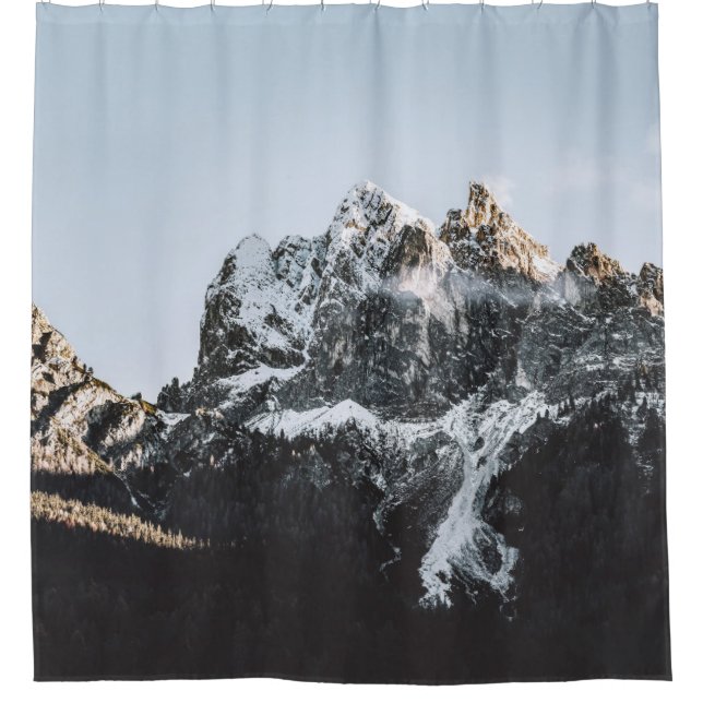 MOUNTAIN WITH SNOW CAP DURING DAYTIME SHOWER CURTAIN (Front)