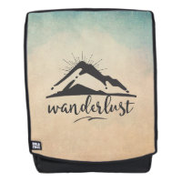 Mountain with Sunrays and Wanderlust Typography