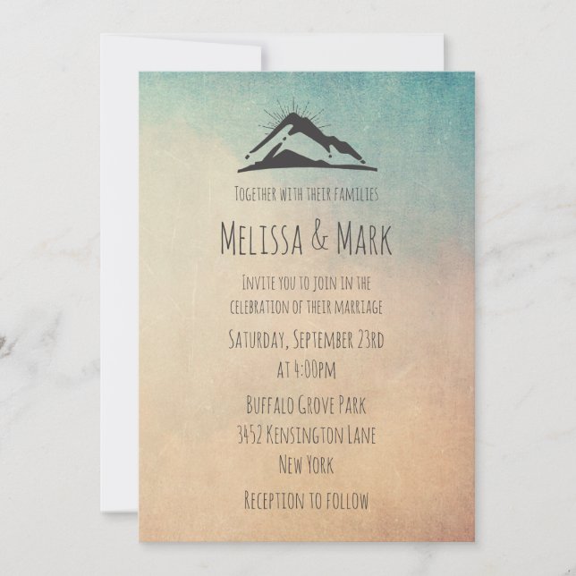 Mountain with Sunrays Casual Wedding Invite (Front)
