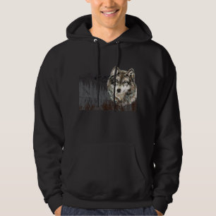 Mountain with Watercolor Wolf Animal wilderness Hoodie