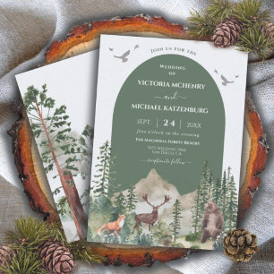 Mountain Woodland forest Animals Wedding Arch Invitation